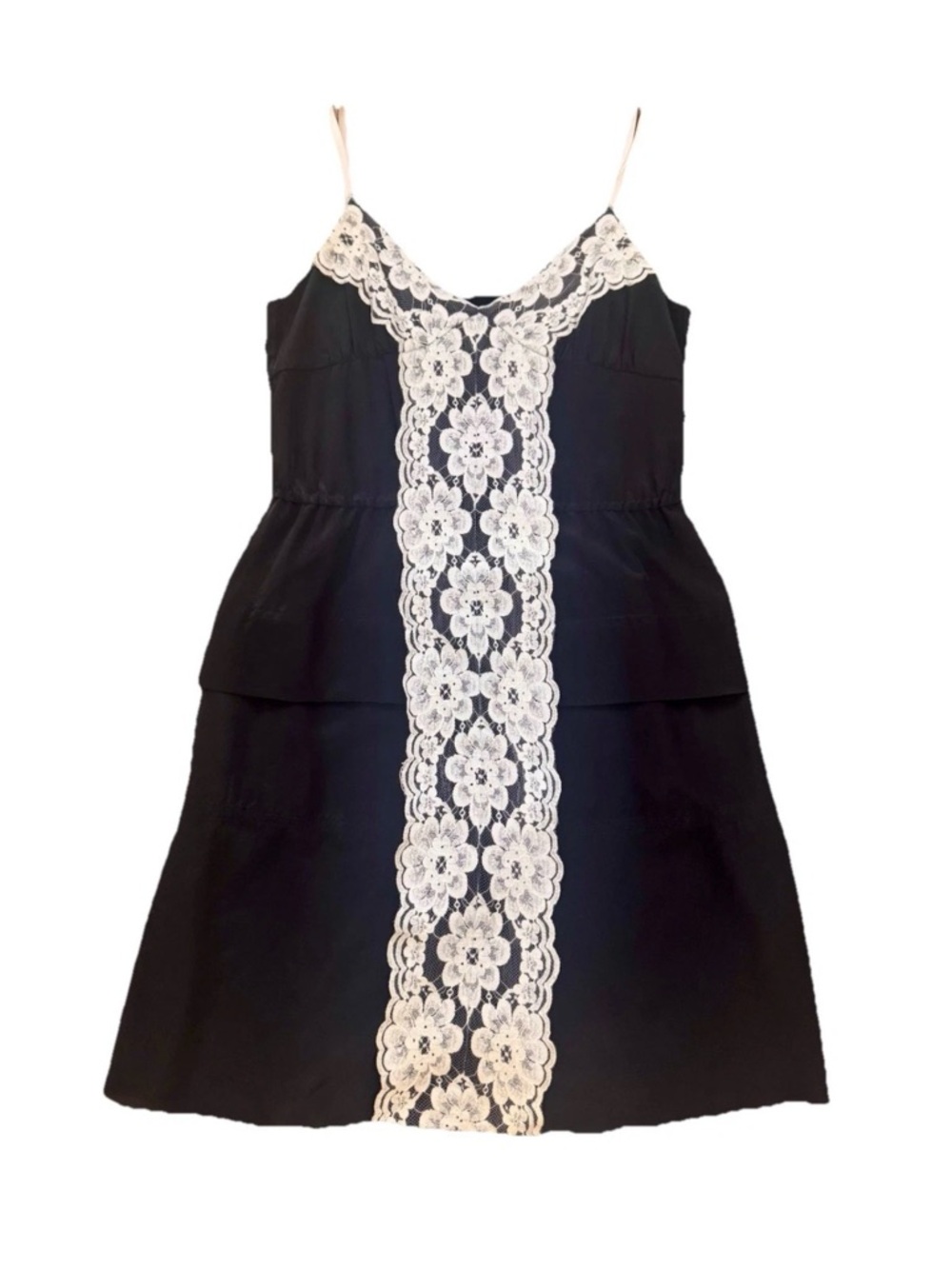 Marc Jacobs Black Midi Dress with Ivory Lace Center Panel